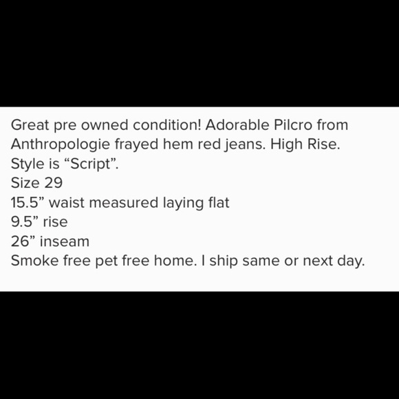 Anthropologie Pilcro Frayed Red Jeans - Picture 2 of 2